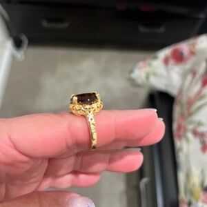 Black Label Gold Ring with Dark Brown Gemstone